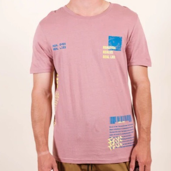 Men’s Brooklyn Cloth Mfg. Co. Dusty Rose Real Eyes Graphic T-Shirt - Picture 2 of 14